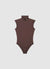 Sleeveless body with high collar and ring