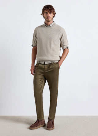 Solid colour knitted fabric T-shirt