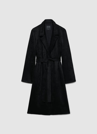 Long solid-colour coat with belt