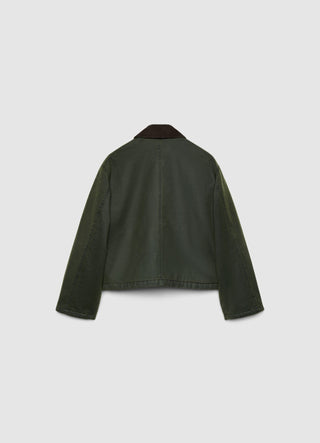 Waxed jacket with contrasting collar