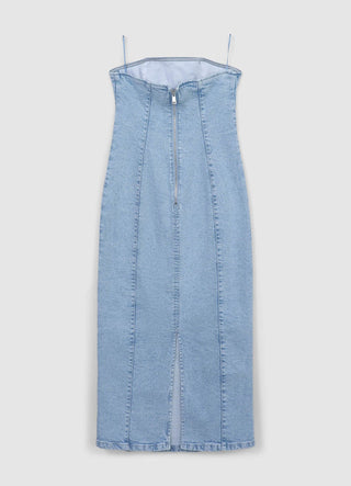 Langes Etuikleid aus Denim