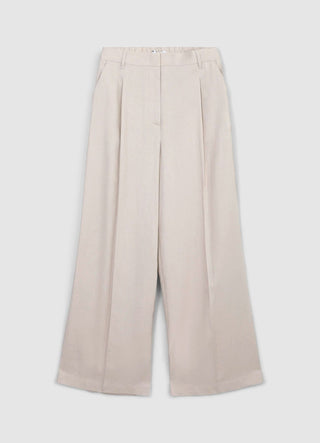 Linen-blend palazzo trousers