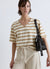 T-shirt over con scollo a V a righe