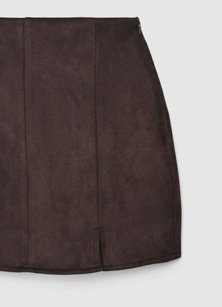 Suede-effect miniskirt with side zip