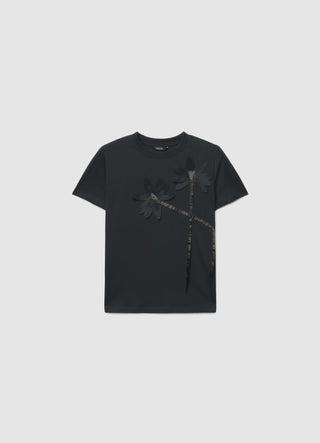 T-shirt con fiori applicati