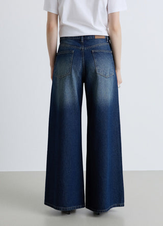Jeans wide leg a vita bassa
