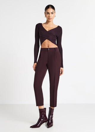 Cross-over ribbed jumper