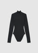 Body a costine con collo alto - S