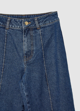 Jeans wide leg con pieghe
