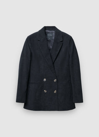 Double-breasted velvet-effect jacket