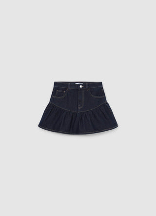 Gonna-pantalone denim con frill