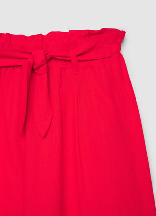 Wide-leg cropped trousers with drawstring