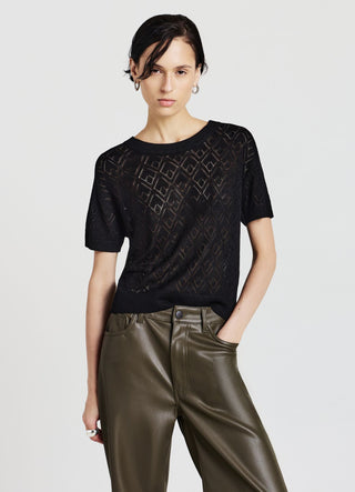 T-shirt en maille ajourée unie