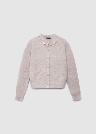 Cardigan con colletto gioiello e bottoni