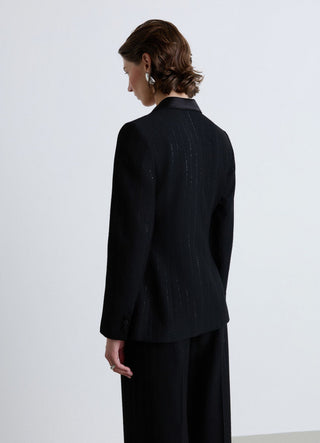 Veste blazer croisée à rayures avec sequins