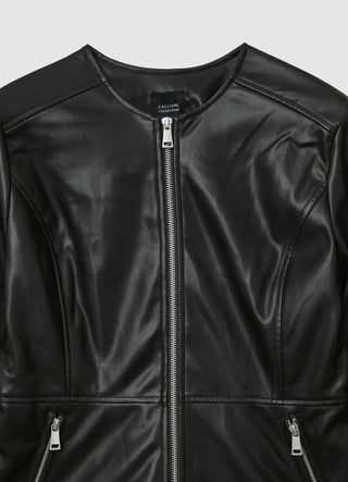 Leather-effect biker jacket