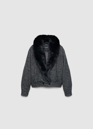 Kurze Jacke mit Fellkragenoptik