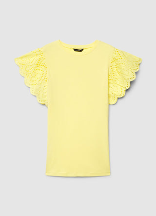 T-shirt with sangallo ruffle sleeves