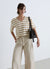 T-shirt over con scollo a V a righe