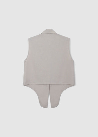 Linen-blend sleeveless shirt with knot