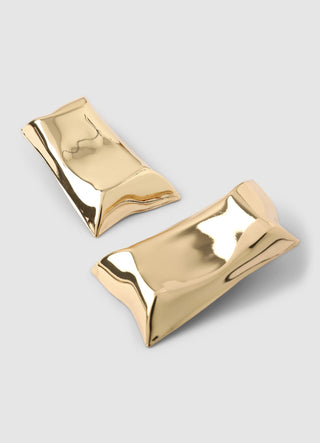 Large rectangular earrings with mirrored effect