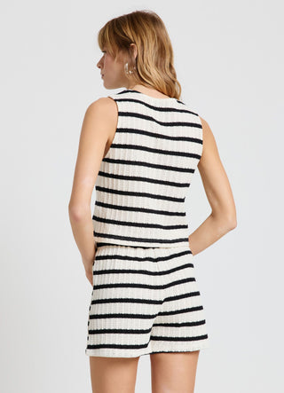 Top corto a righe in maglia