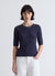 Knitted cable-knit T-shirt with buttons on the shoulders