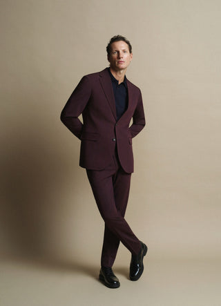 Total Look Completo Sartoriale Uomo Bordeaux: Giacca, Pantalone e Camicia Polo Blu Notte