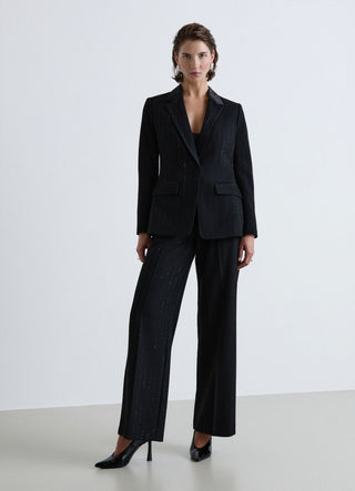 Veste blazer croisée à rayures avec sequins