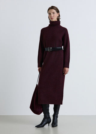 Long solid-colour turtleneck dress