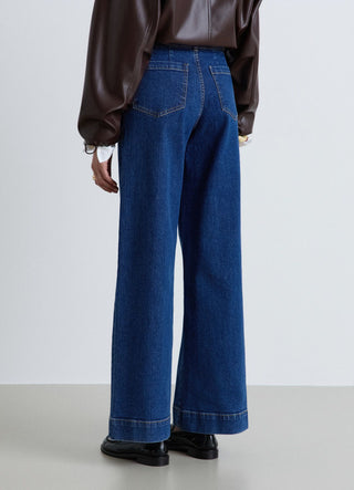Jeans wide leg con pieghe