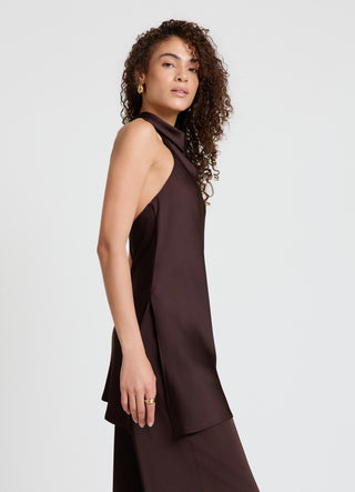 Top sciallato asimmetrico similsatin