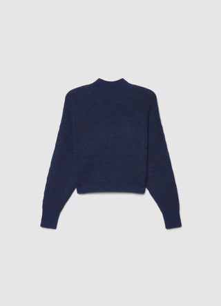 Rundhalsausschnitt Strickpullover mit Zopfmuster