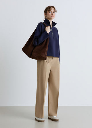 Long twill trousers with flap pockets