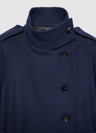 Cappotto lungo con collo alto e cintura