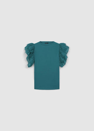 T-shirt maniche volant
