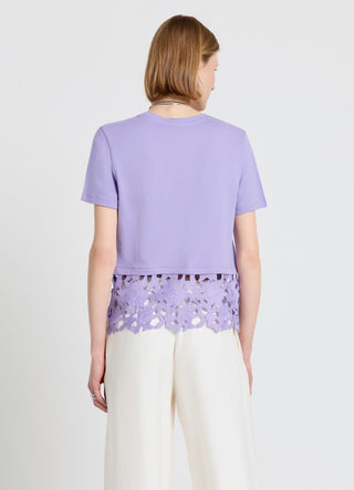 T-shirt con fondo in sangallo