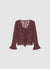 Lace blouse with ruching and tie detail