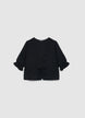 Ajour-Bluse mit V-Ausschnitt und Bändchen - XS