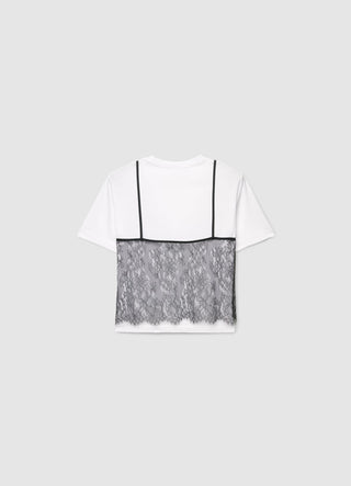 T-shirt con top in pizzo sovrapposto