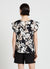 Blusa con stampa floreale e maniche con rouches