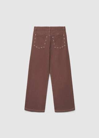 Pantaloni wide leg con borchie
