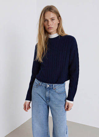 Crochet crop top with crew neck