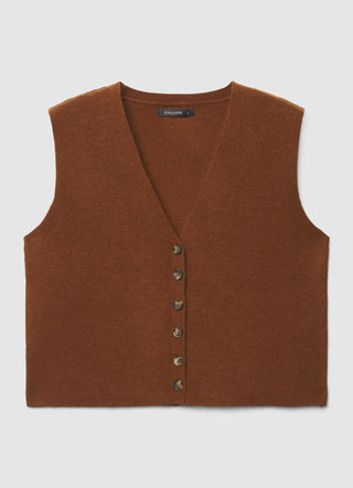 Knitted vest with V-neck and buttons