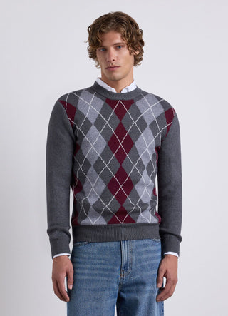 Pull-over à losanges avec col rond