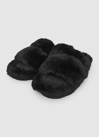 Mules à brides croisées effet fourrure