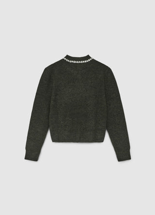 Cardigan con colletto gioiello e bottoni