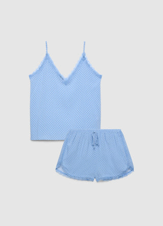 Set pigiama con microfantasia e pizzo