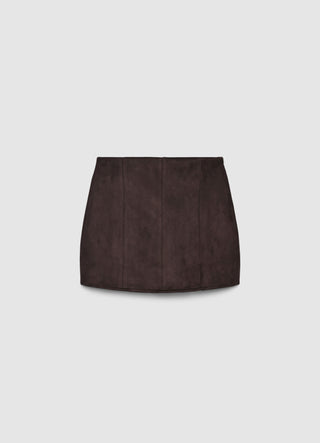 Suede-effect miniskirt with side zip