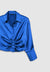 Camicia crop simil satin con arriccio
